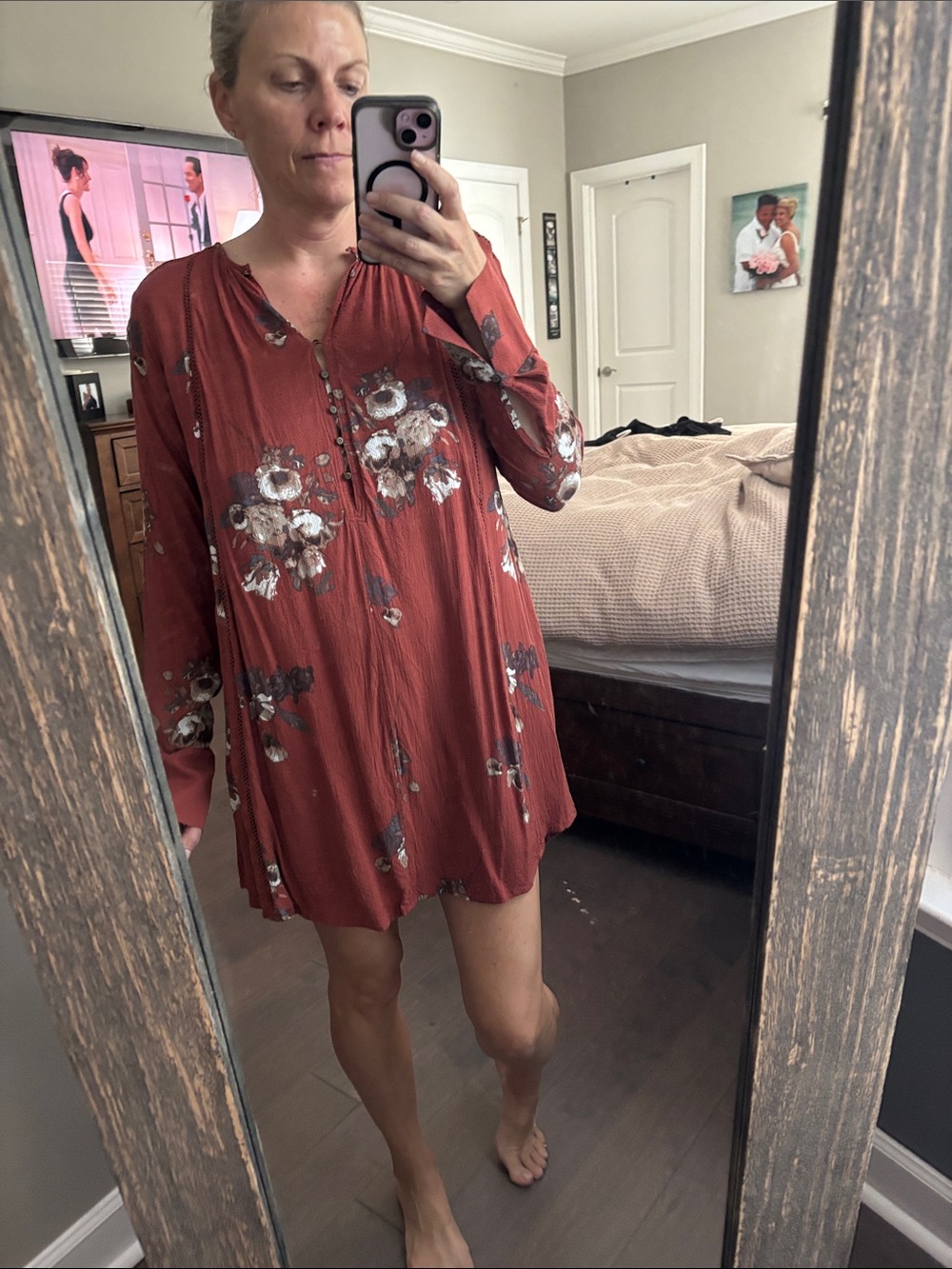 Gentle Fawn Rust Floral Long-Sleeve Tunic Dress